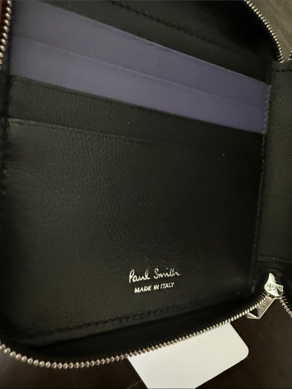 NWT Paul Smith Dog Portrait Zip-around Wallet - Purple & Cream. Leather